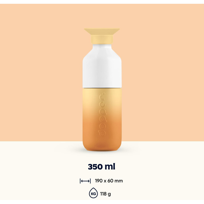 Сталева пляшка для води Dopper 350 мл, Sunrise Yellow — герметична спортивна пляшка з нержавіючої сталі 18/8, без BPA, для спорту, офісу та подорожей