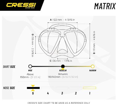 Маска для дайвінгу та снорклінгу Cressi Matrix, комплект маска + трубка Gamma, універсальний розмір, унісекс, чорна