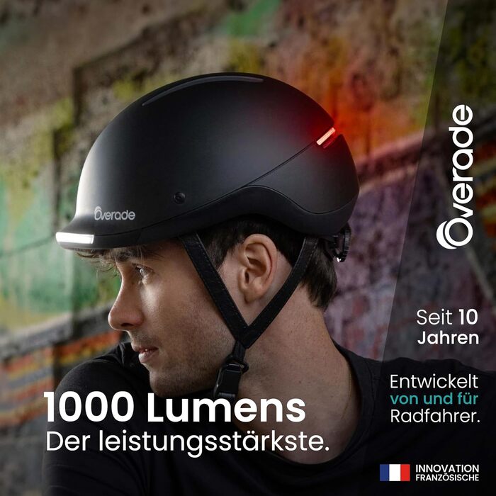 Life Helm від Overade: шолом для велосипеда та скутера з LED-підсвічуванням та пультом дистанційного керування, універсальний розмір, колір Slate Black