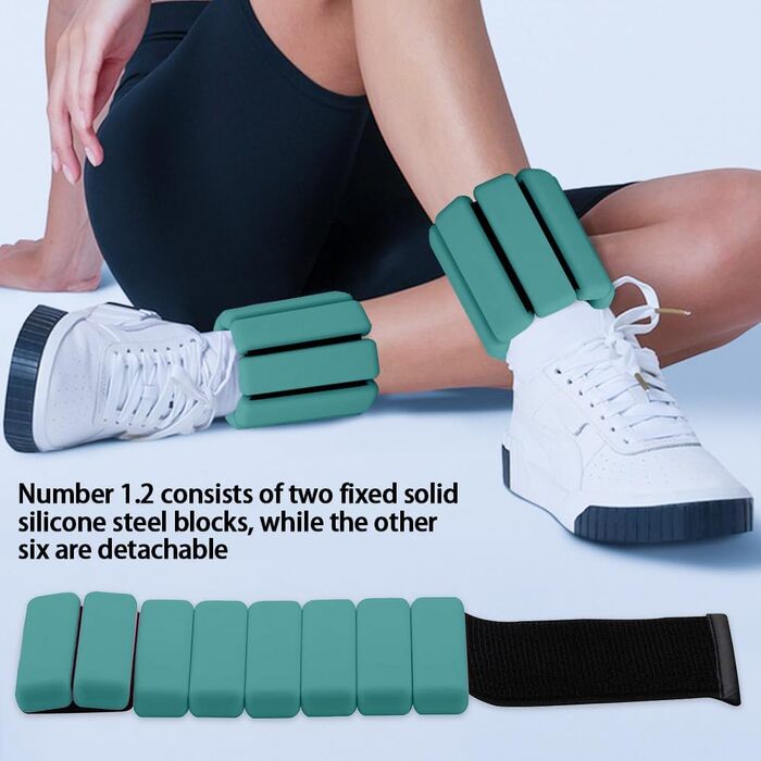 Набір манжет на зап'ястя з регульованою вагою (0,45 кг), 2 шт. Силіконові манжети для фітнесу, йоги, пілатесу, ходьби (зелені)