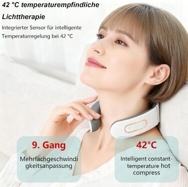 Електричний масажер для шиї 11-в-1 з підігрівом, бездротовий, 6 режимів, 9 рівнів інтенсивності для розслаблення шиї, для дому, офісу, подорожей