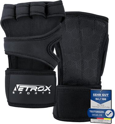 Спортивні рукавички NetroxSports для тренувань з підтримкою зап'ястя - фітнес, бодібілдинг, силові тренування, чорний колір, розмір L