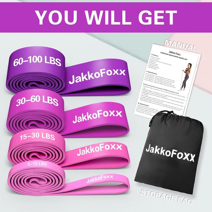 Набір еластичних стрічок для фітнесу 4 шт. – для тренувань, реабілітації та фізіотерапії