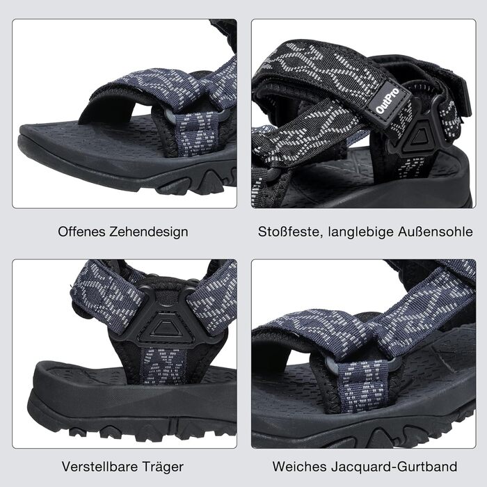 Чоловічі сандалі для трекінгу та пляжу Blau 41 EU: Нековзні, зручні спортивні сандалі