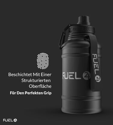 Металева пляшка для води Extra Stark 1.3L та 2.2L - Без витоку, BPA-Free - Міцна пляшка для спортзалу, спорту та дорослих (1300 мл, Чорний)