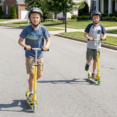 Дитячий роликовий самокат COSTWAY з LED-колесами, регульована висота, для дітей від 4 років, до 70 кг, жовтий