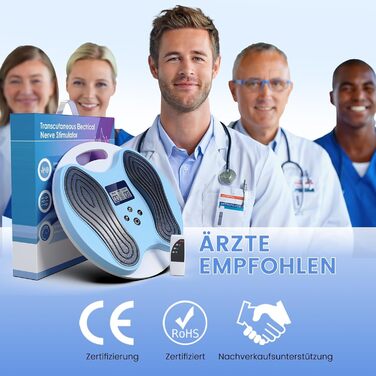 Масажер для ніг та стегон EMS, стимулятор кровообігу – покращує циркуляцію крові, знімає втому ніг та стегон, з 4 електродами TENS, блакитний/сірий