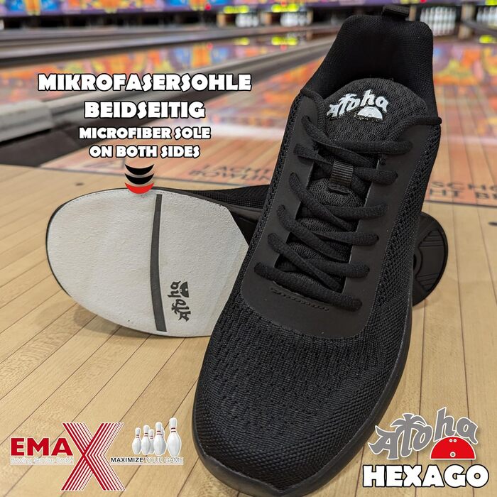 Жіноче/Чоловіче/Юнацьке взуття для боулінгу Aloha HexaGo – для правші та лівші, чорний, 38 EU
