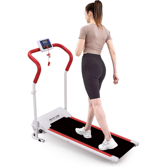 Біговий тренажер ECO-DE з LCD-дисплеєм, 1-10 км/год, 500 Вт, магнітна система безпеки, складаний, білий
