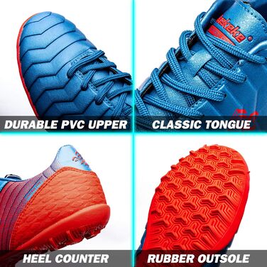 Дитячі футбольні бутси для хлопчиків та дівчаток FG/AG/TF, професійні, для тренувань та гри на траві, Outdoor, блакитний/червоний, 32 EU