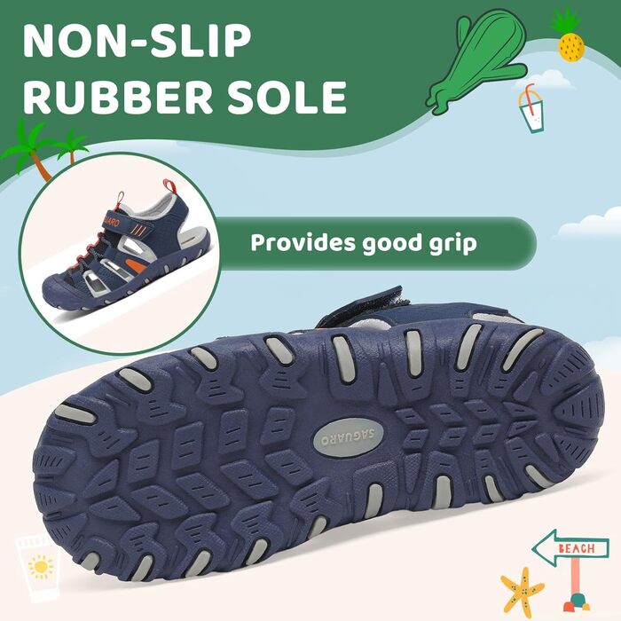 Сандалі дитячі SAGUARO для хлопчиків та дівчаток трекінгові, дихаючі, нековзкі, для походів (Сині, 38 EU)