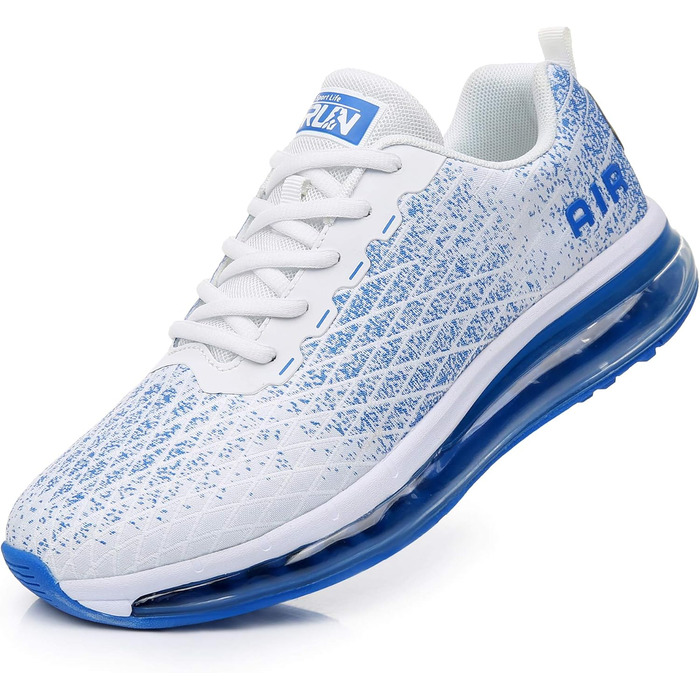 Кросівки для бігу Azooken для чоловіків та жінок: спортивні, для джогінгу, тенісу, вуличної бігу, активного відпочинку, фітнесу, трейлраннінгу. Розміри 36-47, білий та синій колір.