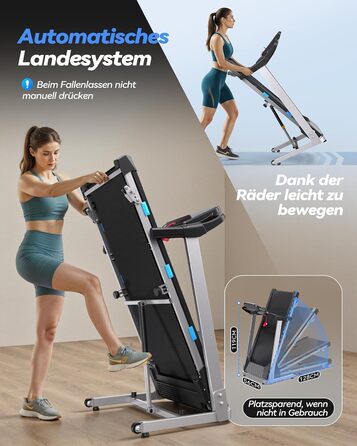 Біговий доріжки для дому Cardirun 3.0PS, 12 км/год, нахил 10%, до 160 кг, LED-дисплей, APP, Bluetooth, тиха, срільно-чорний