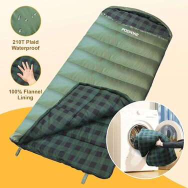 Спальний мішок XXL для дорослих, 3-4 сезони, фланель, кемпінг, зимовий, 230x90 см