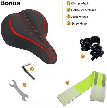 Велосипедне сідло Dripex для чоловіків та жінок: зручне, м'яке, гелеве, водонепроникне, ергономічне. Підходить для MTB, Citybike, шосейної велосипедів (Червоний)