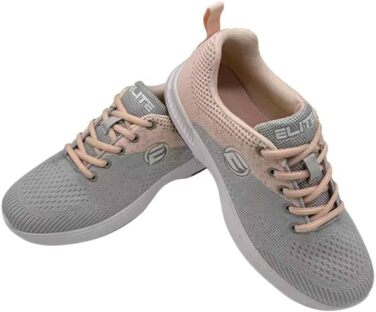 Жіночі боулінгові туфлі Elite Comfort – універсальні підошви, ультралегке сітчасте полотно, спортивний стиль, сірий, персиковий, 38 EU