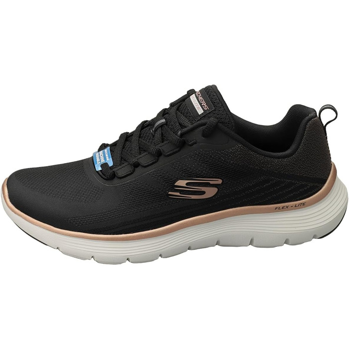 Жіночі кросівки Skechers Flex Appeal 5.0 — Спортивне взуття з дихаючої сітки, чорні з червоно-золотистим декором, розмір 38.5 EU