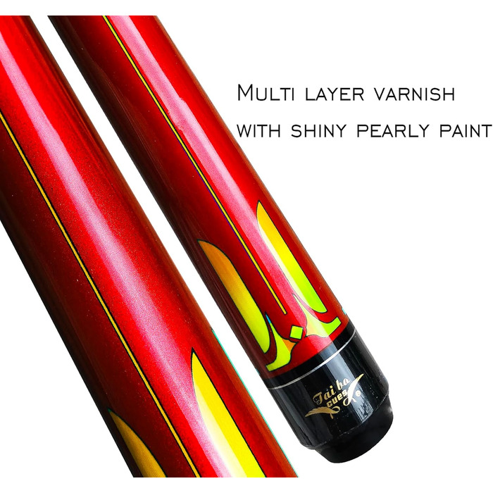 Дитячий більярдний кий Tai Ba Cues, 13 мм наконечник, короткий, 121.9 см, з канадського аhornу, 515 г, синьо-чорний/червоний