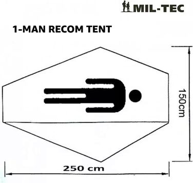 Намет Mil-Tec Recom односпальний (150x250 см) камуфляжний: ультралегкий, вітростійкий намет для кемпінгу, трекінгу та туризму