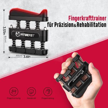 FitBeast Тренажер для рук та зап'ястя – набір 6 шт. з регульованим опором, тренажер сили хвата, тренажер пальців та масажні м'ячі для терапії рук, силових вправ та відновлення
