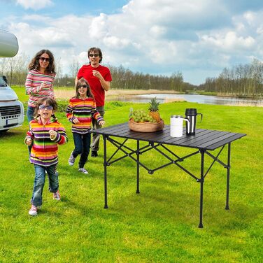 Стіл кемпінговий складаний Relaxdays HBT 55x95x53 см, сталевий, для пікніка, чорний