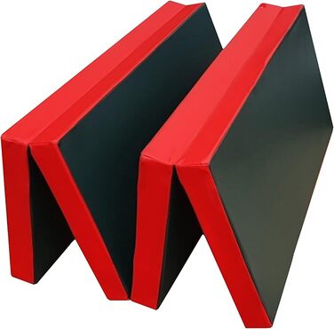 Складаний гімнастичний мат NiroSport 200x100x8 см, м'який, водонепроникний, для фітнесу, спорту, тренувань, гостьовий матрац, зелено-червоний