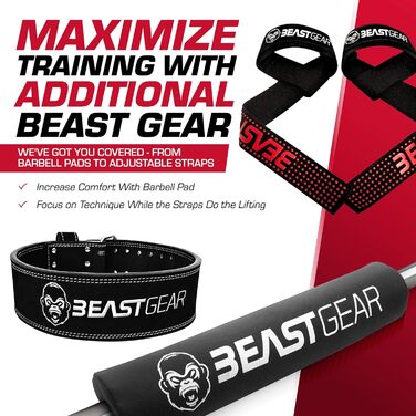 Пояс для пауерліфтингу Beast Gear PowerBelt, преміум, нубукова шкіра, 10 мм, 10,2 см, подвійна пряжка, XL, чорний
