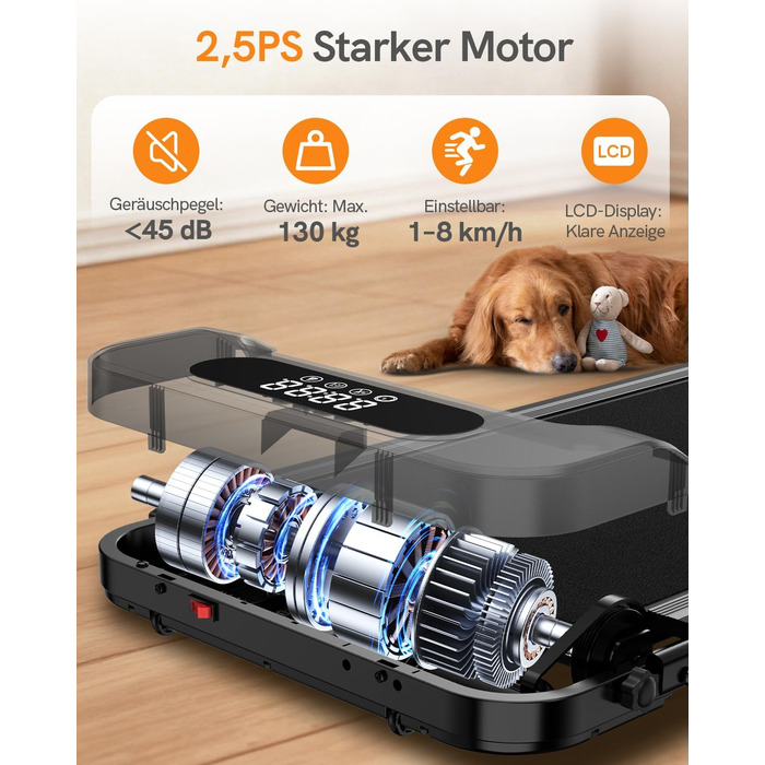 Біговий доріжка HomeFitnessCode з нахилом - Walkpad для дому. Компактний, електричний, 1-8 км/год. Чорний