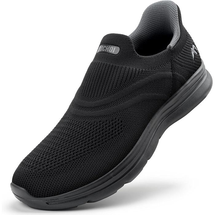 Чоловічі кросівки Slip-On без шнурівків для спорту та повсякденного носіння. Легкі, дихаючі, чорні (45 EU)