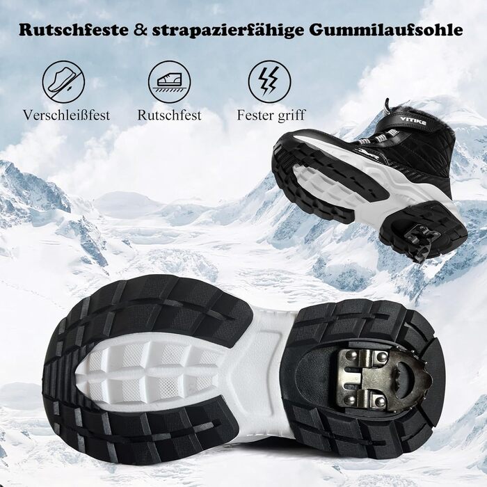 Дитячі зимові черевики JMFCHI для хлопчиків та дівчаток: трекінгові, туристичні, з теплим хутром, чорні, 37 EU