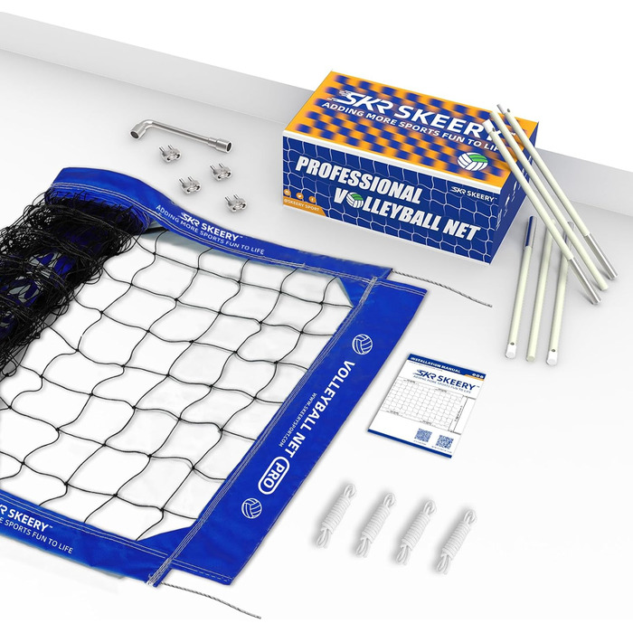 Професійний волейбольний комплект Weiss: сітка 32x3.3FT з двома сталевими тросами та бічними стійками для двору, школи, майданчика