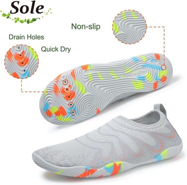 Шкарпетки для плавання унісекс, аквашузи чоловічі та жіночі, швидковисихаючі, легкі, дихаючі, сірі, 45 EU