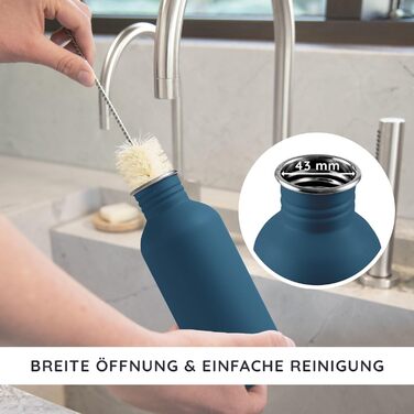 Сталева пляшка для води Bambaw 1л | Багаторазова еко-пляшка | Для кемпінгу та походів | Без пластику | Спортивна пляшка, не протікає (500 мл, Азур-блакитний)