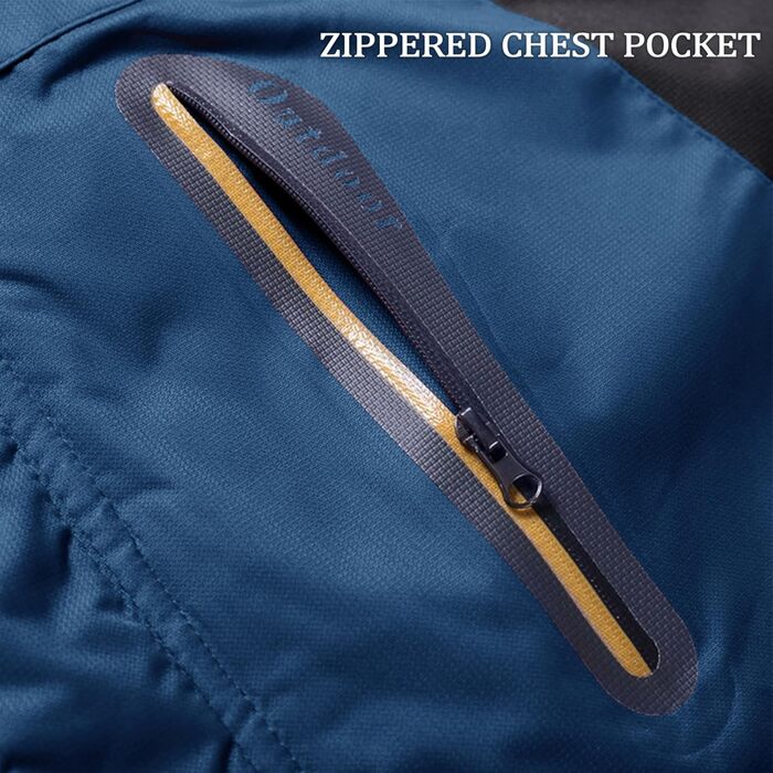 Зимова куртка KEFITEVD для чоловіків: водонепроникна, тепла, з підкладкою, для катання на лижах, спортивна, вітронепроникна, дихаюча, функціональна куртка з відстібаною капюшоном, XL, блакитна