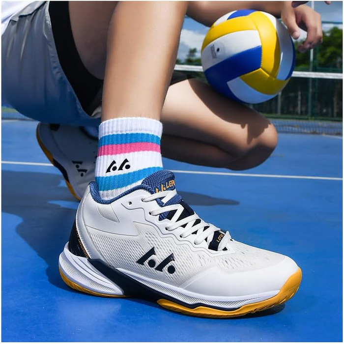 Волейбольні кросівки для чоловіків: для занять індоор, тренувань, з легкою амортизацією та антиковзкою підошвою, розміри 38-48 EU (38 EU, білий)