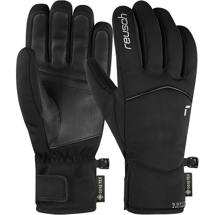Жіночі лижні рукавички Reusch Mia Gore-Tex, водонепроникні, дихаючі, чорні/сріблясті, розмір 6.5, екстра теплі