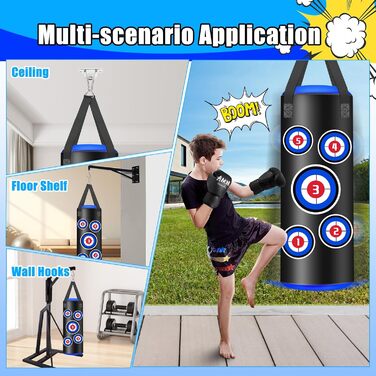 Боксерський мішок наповнений, підвісний комплект, 60 см, для дітей, мікрофібра, шкіра, важкий, для кікбоксингу, фітнесу, ММА, греплінгу, муай-тай