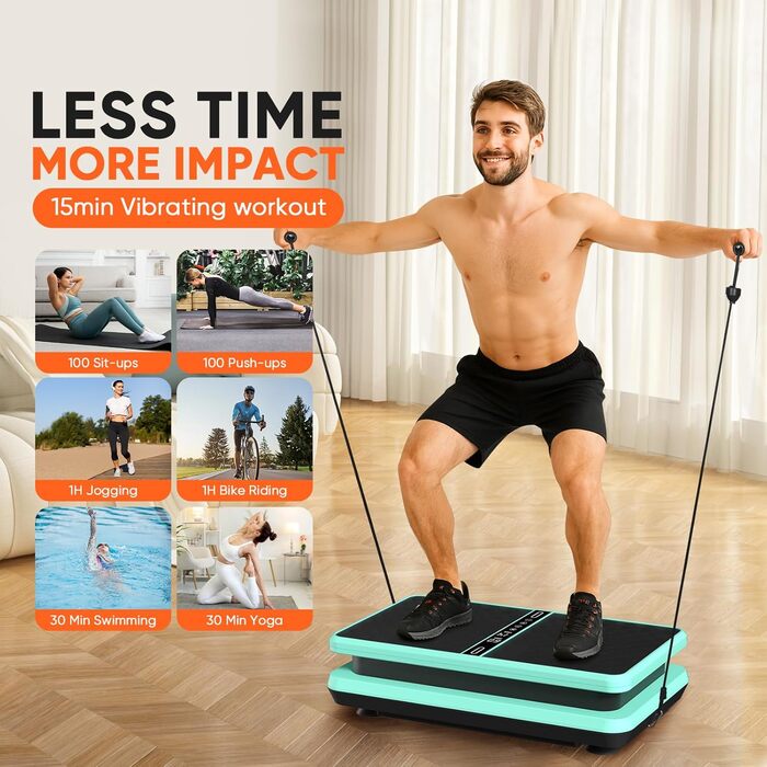 Вібраційна платформа для дому 2025: тренажер для схуднення та нарощування м'язів. Вібраційний тренажер для всього тіла, 99 рівнів інтенсивності, 58 см, до 150 кг