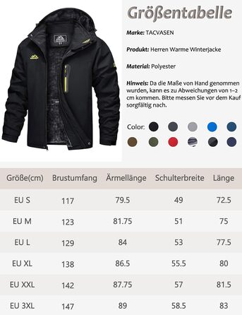 TACVASEN Чоловіча тепла зимова куртка з капюшоном, водонепроникна, чорна