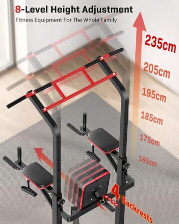 Силовий комплекс Power Tower: турнік, бруси та станція для фітнесу з регулюванням висоти, витримує до 230 кг, для домашнього тренування