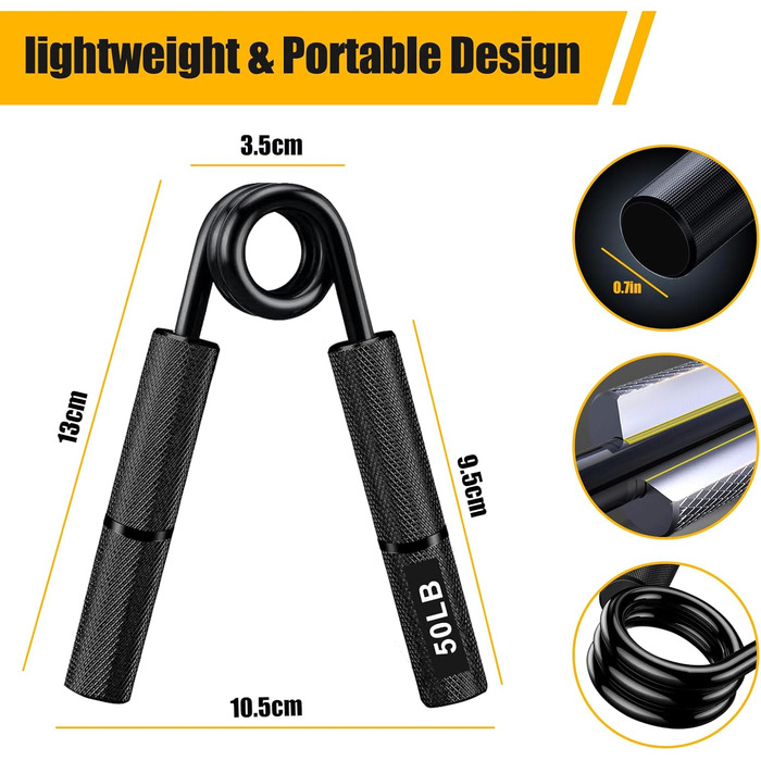 Набір з 4 еластичних тренажерів для рук та пальців, регулювання опору 22.5-90 кг, для спортсменів та відновлення, неслизьке покриття