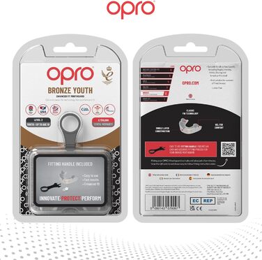 Захист зубів OPRO Bronze – для боксу, єдиноборств, MMA, дорослих та дітей – самоадаптуюча накладна шина для хокею, кікбоксингу, регбі – надійна фіксація – з гарантією від дантиста (білий, дитячий (до 10 років))