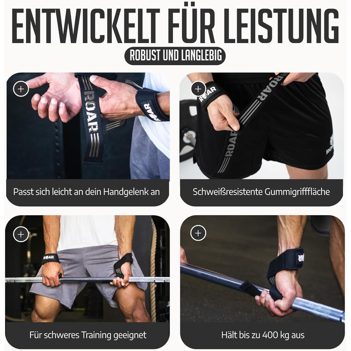 Roar® гучномовні ремені для силових тренувань, бодібілдингу, фітнесу - ремені для підйому штанги - для жінок та чоловіків сірого кольору