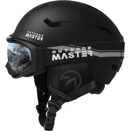 Шолом OutdoorMaster для гірськолижного спорту та сноубордингу з маскою - чорний мат, розмір M (56-58 см)