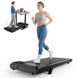 Бігова доріжка DeerRun Walking Pad під стіл з ухилом 6%, для дому та офісу, компактна, з додатком, пультом та LED-дисплеєм, до 136 кг, чорна