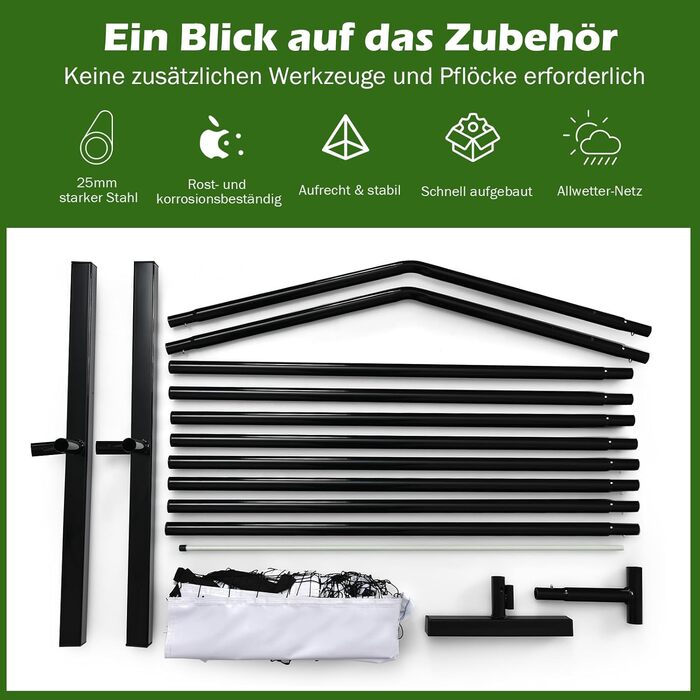 Мережа для тенісу, піклболу, волейболу та бадмінтону COSTWAY 670x92 см, з металевим каркасом та сумкою, для дітей та дорослих, для використання на вулиці, вологостійка