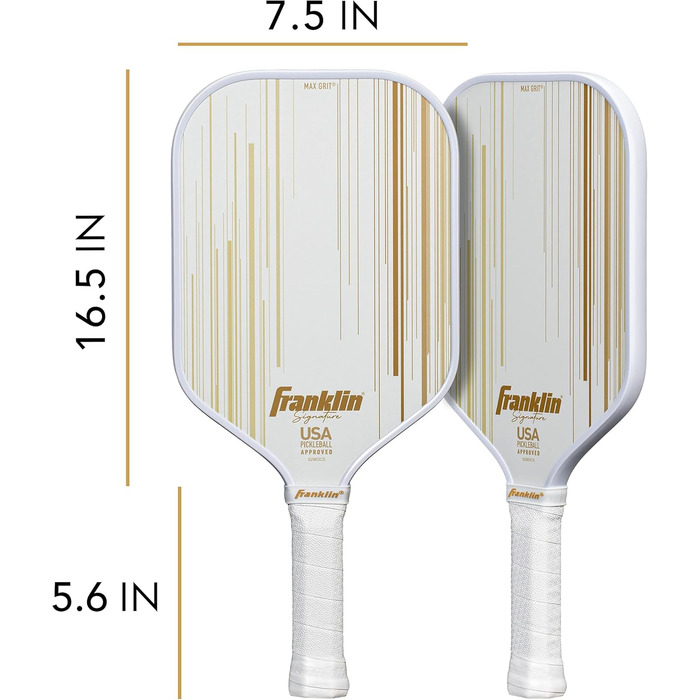 Професійна ракетка для піклболу Franklin Sports Signature Series з покриттям MaxGrit, турнірна, сертифікована USAPA