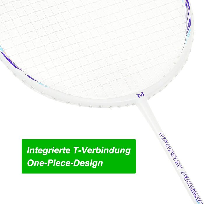 Набір для бадмінтона з 2 графітовими ракетками - зносостійкий дизайн - комплект для дорослих. Включає: воланчики, обмотка для ручки, сумка для ракеток. Колір: світло-фіолетовий + чорний