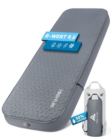 Каремат самонадувний HIKENTURE Comfort Plus сірий, товщина Extra Dicke, з насосом для кемпінгу