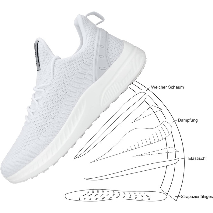 Жіночі кросівки Feethit для бігу та фітнесу: легкі, дихаючі, з гумовою підошвою, розмір 40 EU, білі